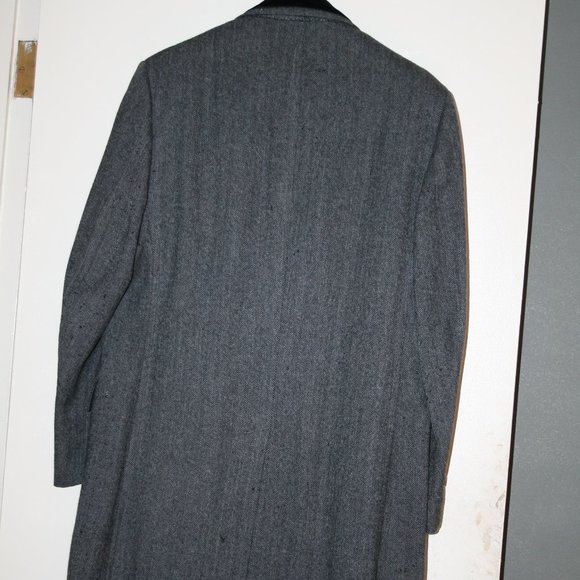 Vintage Wool Blazer Velvet collar Blac Herringbone - Picture 2 of 8